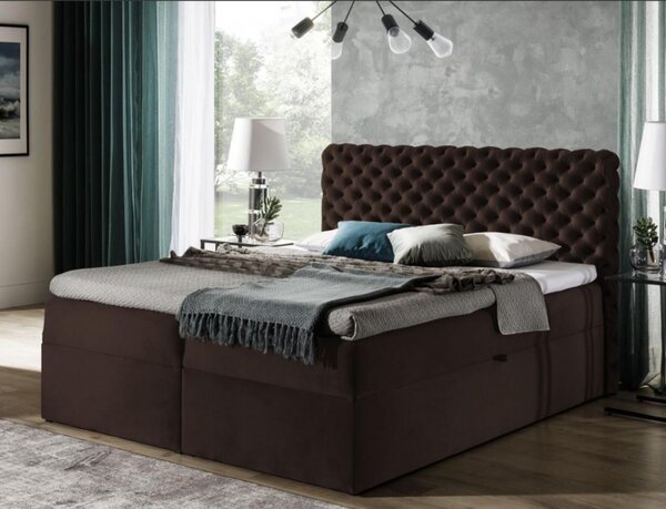 Čalouněná postel 200x200 CLARITA - hnědá + topper ZDARMA