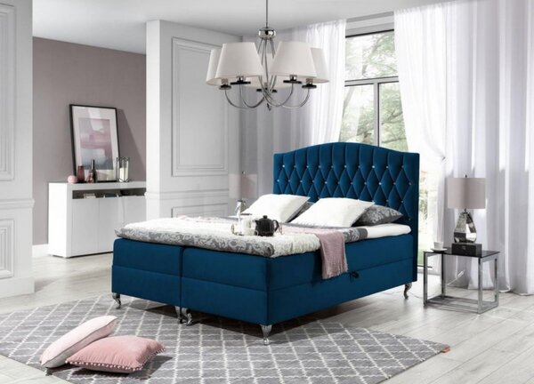 Elegantní postel 120x200 PEGGY - modrá + topper ZDARMA