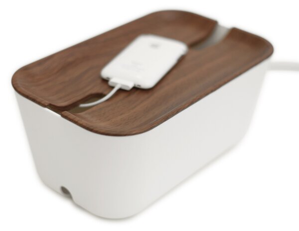 Úložný box na nabíječky tmavé dřevo velikost: Medium