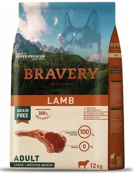 Dog ADULT large/medium Krmivo pro psy 12kg - jehně BRAVERY 1003508