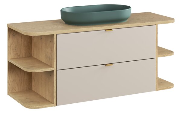 Comad Koupelnová skříňka s deskovými umyvadly set Dalia Cashmere 120 kašmír/dub cremona