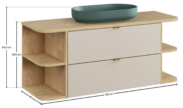 Comad Koupelnová skříňka s deskovými umyvadly set Dalia Cashmere 120 kašmír/dub cremona