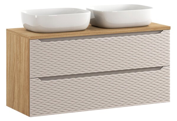 Comad Koupelnová skříňka s deskovými umyvadly set Ocean Beige 120 béžová/dub olejovaný