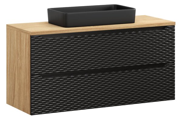 Comad Koupelnová skříňka s deskovým umyvadlem set Ocean Black 120 černá/dub olejovaný