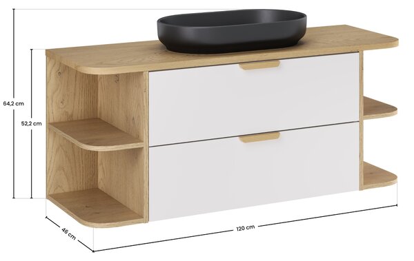 Comad Koupelnová skříňka s deskovým umyvadlem set Aster White 120 bílá/dub cremona
