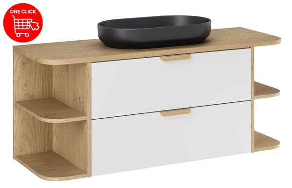 Comad Koupelnová skříňka s deskovým umyvadlem set Aster White 120 bílá/dub cremona