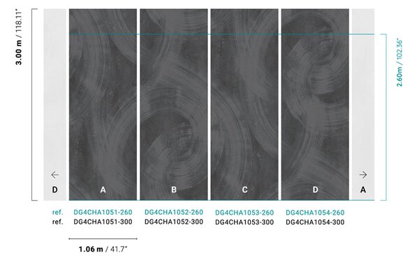 Šedo-černá vliesová fototapeta na zeď, štuk, stěrka, DG4CHA1053-260, Wall Designs IV, Khroma by Masureel