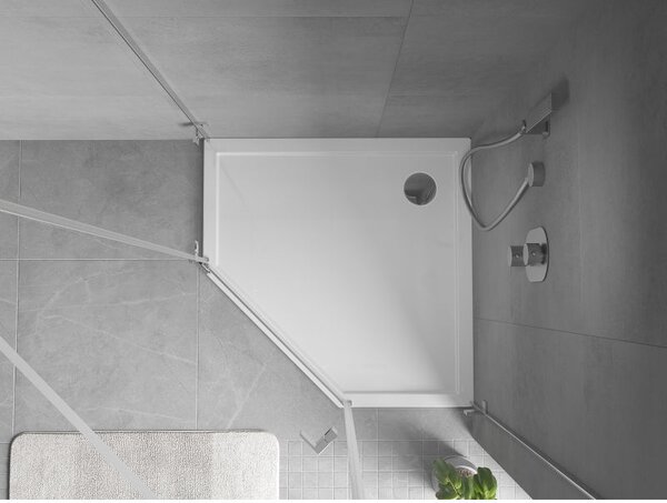 Mexen Flow pětiúhelníkový sprchový kout slim 80 x 80 cm, bílý lesk - 46P108080