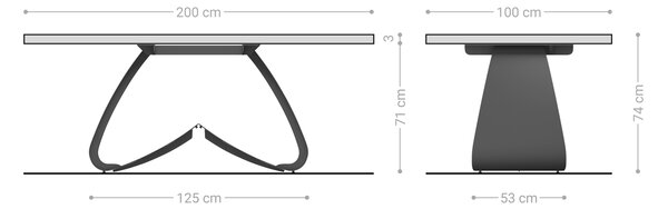 DELIFE Jídelní stůl Edge 200x100 akácie hnědá W-podnož kov titanový efekt Live-Edge