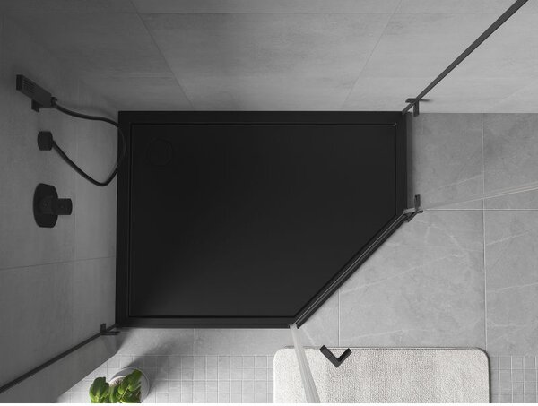 Mexen Flow pětiúhelníkový sprchový kout slim levý 100 x 80 cm, černý mat - 46P708010L