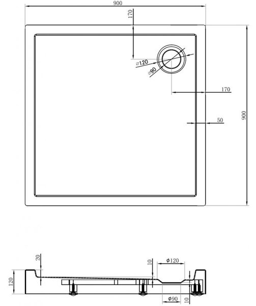 Mexen Flow+ čtvercový sprchový kout 90 x 90 cm, bílý lesk - 46S109090H