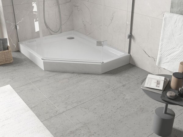 Mexen Flow+ pětiúhelníkový sprchový kout levý 100 x 80 cm, bílý lesk - 46P108010LH