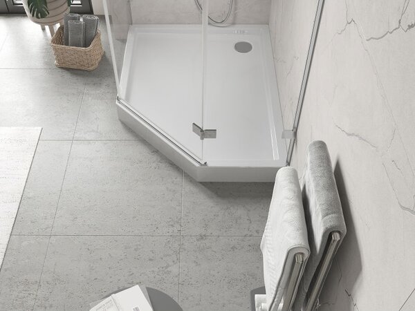 Mexen Flow+ pětiúhelníkový sprchový kout levý 100 x 80 cm, bílý lesk - 46P108010LH
