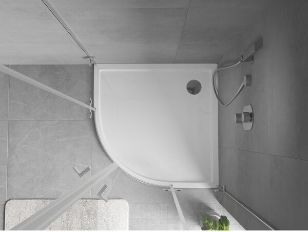 Mexen Flow sprchová vanička polokruhová slim 80 x 80 cm, bílý lesk - 46Q108080