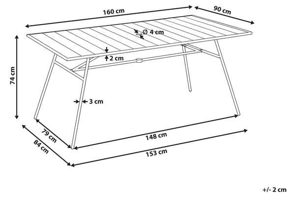 Zahradní jídelní stůl TERENZO 160 cm 90 cm Kov Mátová