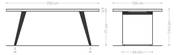 DELIFE Jídelní stůl Edge 200x100 akácie hnědá nerezová ocel zlatá šikmý Live-Edge
