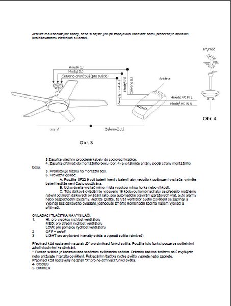 Dálkové ovládání FARO 33929 pro stropní ventilátory FARO