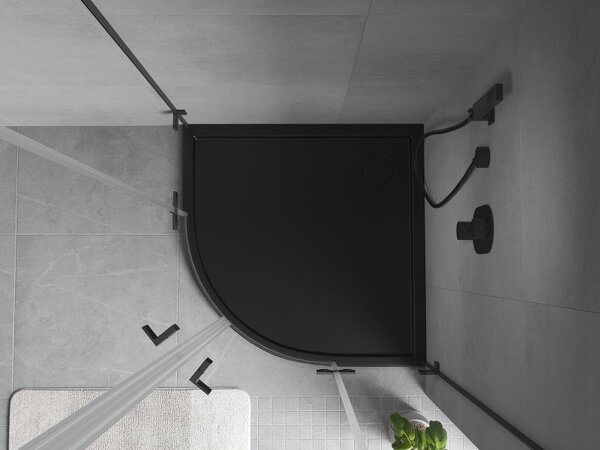 Mexen Flow sprchová vanička půlkruhová slim 80 x 80 cm, černý mat - 46Q708080