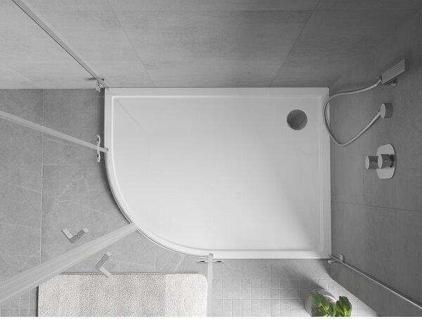 Mexen Flow sprchová vanička půlkruhová asymetrická slim pravá 100 x 90 cm, bílý lesk - 46Q109010R
