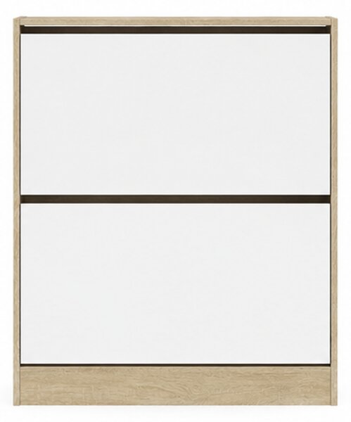 Botník, 2 dveřový, dřevo, 87x80x21 cm, dub sonoma/bílá, Dekorino BB20260077