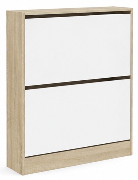Botník, 2 dveřový, dřevo, 87x80x21 cm, dub sonoma/bílá, Dekorino BB20260077