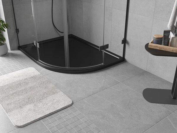 Mexen Flow asymetrická půlkruhová sprchová vanička slim levá 90 x 80 cm, černý mat - 46Q708090L