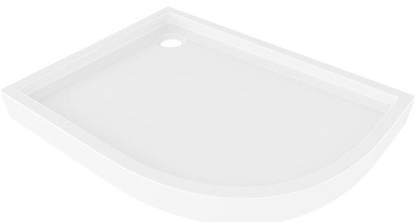 Mexen Flow+ sprchová vanička půlkruhová asymetrická levá 90 x 80 cm, bílý lesk - 46Q108090LH