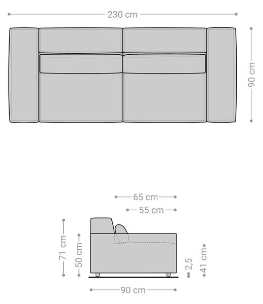 DELIFE Pohovka XL Sirpio 230x95 cm bouclé krémová bílá