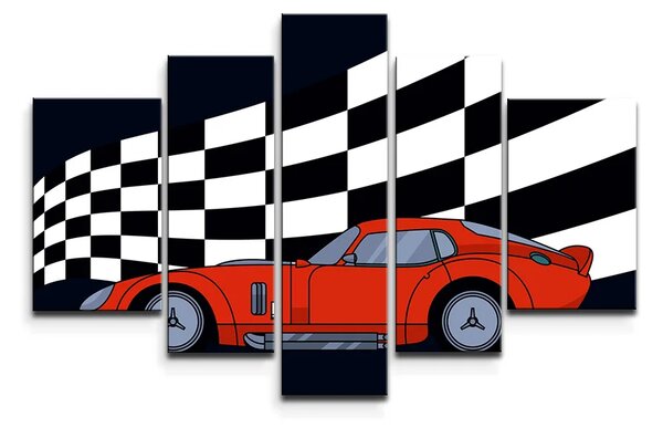 Sablio Obraz - 5-dílný Závodní auto - 125x90 cm