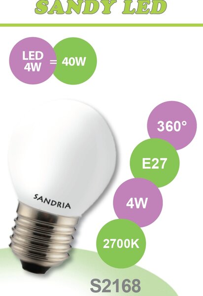 LED žárovka Sandy LED E27 S2168 4W OPAL teplá bílá