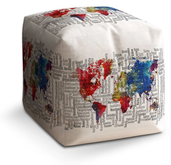 Sablio Taburet Cube Jména států - 40x40x40 cm
