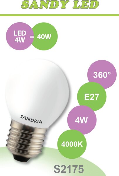 LED žárovka Sandy LED E27 S2175 4W OPAL denní bílá