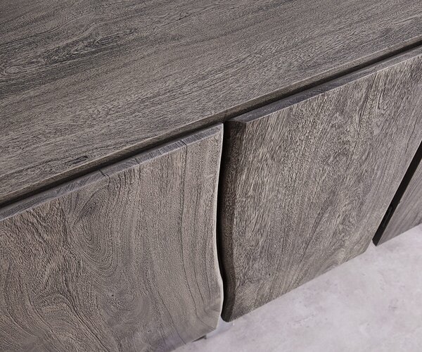 DELIFE Komoda Live-Edge 220 cm akácie platinová masivní 6 dvířek