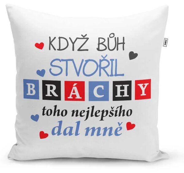 Sablio Polštář Když Bůh stvořil bráchy: 40x40 cm