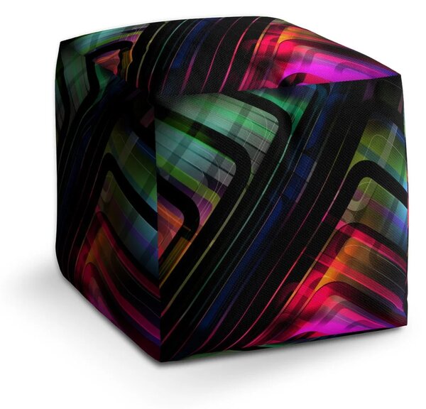 Sablio Taburet Cube Černé pruhy - 40x40x40 cm