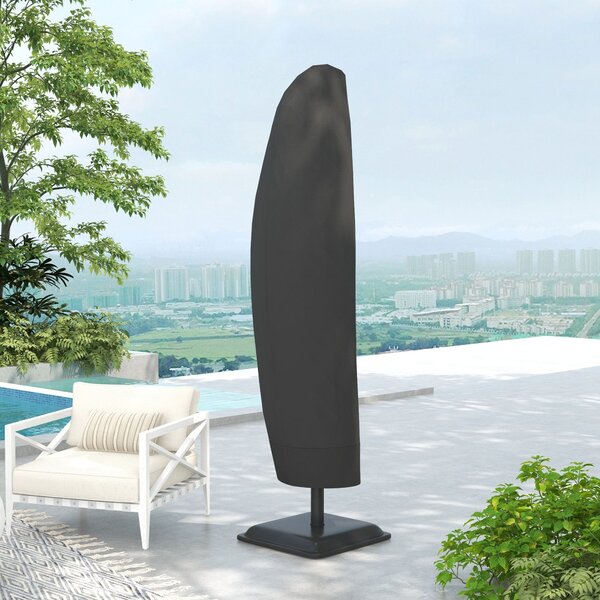 Ochranný obal na slunečník Outsunny - Voděodolný Oxford 600D, obal s ozdobným zipem pro zahradu Ø56x220 cm, Černý | Aosom