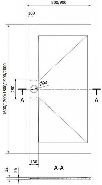Mexen Egon obdélníkový sprchový kout SMC 200 x 80 cm, bílý - 4R108020