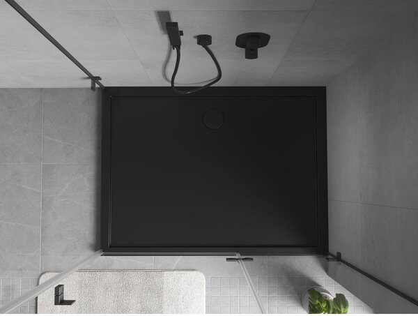 Mexen Flow obdélníkový sprchový kout slim 90 x 75 cm, černý mat - 46R707590