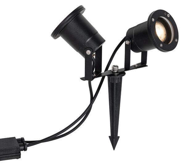 Moderní zahradní reflektor černý vč. kabelu a zástrčky 150cm 2-světla IP65 - Basic