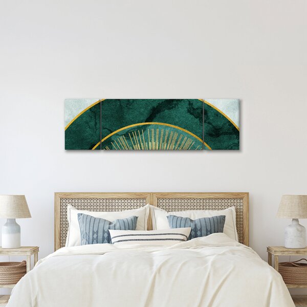 Obraz - Tvary se zlatou texturou (170x50 cm)