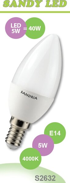 LED žárovka Sandy LED E14 S2632 5W C37 4000K
