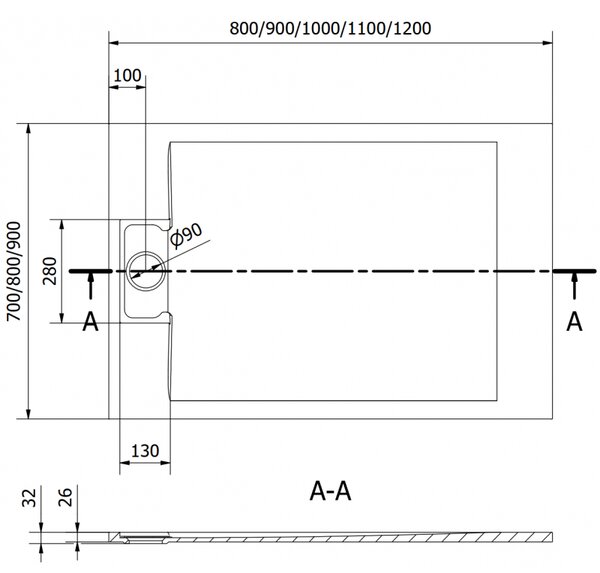 Mexen Otto obdélníková sprchová vanička SMC 100 x 90 cm, černá - 4N709010