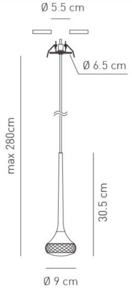 Axolight Fairy, zapuštěné závěsné svítidlo 1x5,9W LED, ambrové sklo, prům. 9cm