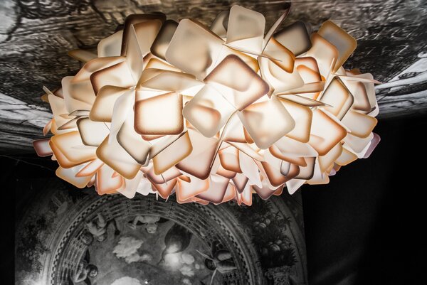 SLAMP CLISL00ORG01T00000EU Clizia large, závěsné designové svítidlo z Opalflexu s oranžovým okrajem, 4x12W E27, prům. 78cm