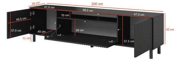 TV stolek Cloe 200 cm Barva: Artisan / Černá