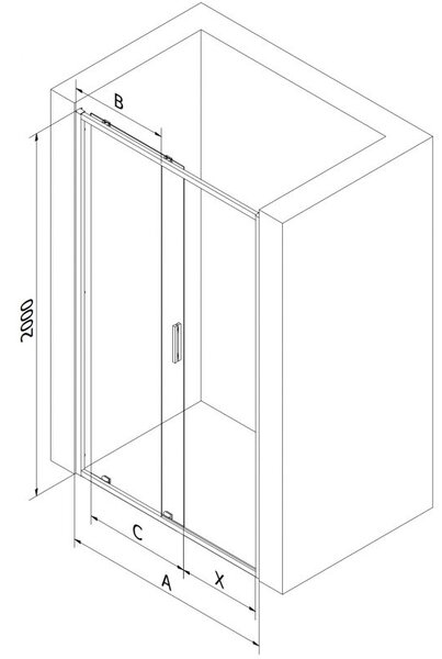 Mexen Exo posuvné sprchové dveře 95 cm, transparentní, chrom - 8151-095-000-01-00