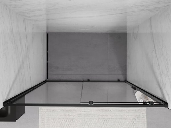 Mexen Exo sprchové dveře posuvné 130 cm, transparentní, černé - 8151-130-000-70-00