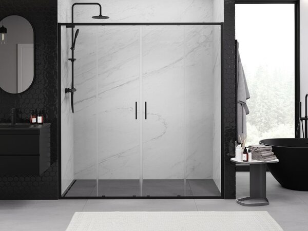 Mexen Exo sprchové dveře dvojité posuvné 170 cm, transparentní, černé - 8152-170-000-70-00
