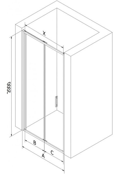 Mexen Exo skládací sprchové dveře 65 cm, transparentní, černé - 816-065-000-70-00