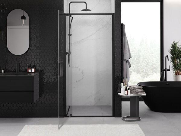 Mexen Exo sprchové dveře otočné 60 cm, transparentní, černé - 8181-060-000-70-00